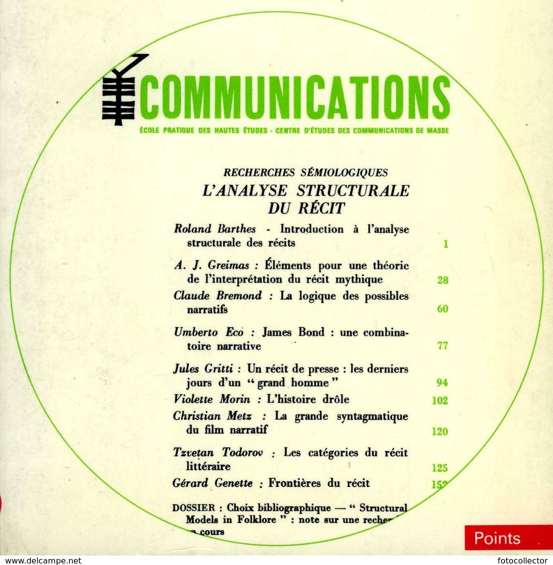 L'analyse Structurale Du Récit In Communications N° 8 (ISBN 2020058375 EAN 9782020058377) - Über 18