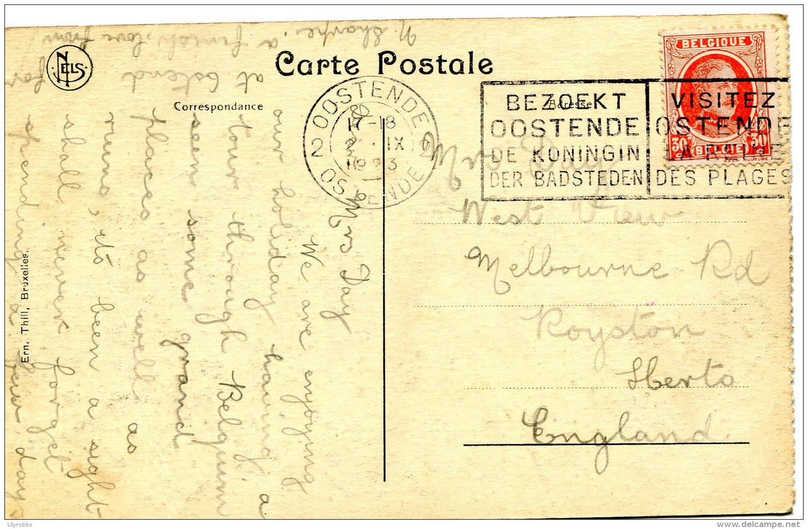 BELGIUM - The Ruins Of Nieuport 194-1918.  1923 Postmark Oostende - Autres & Non Classés