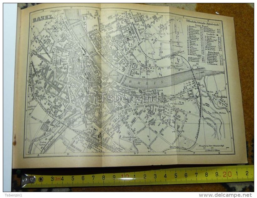 Basel Switzerland Map Karte 1892 - Cartes Géographiques