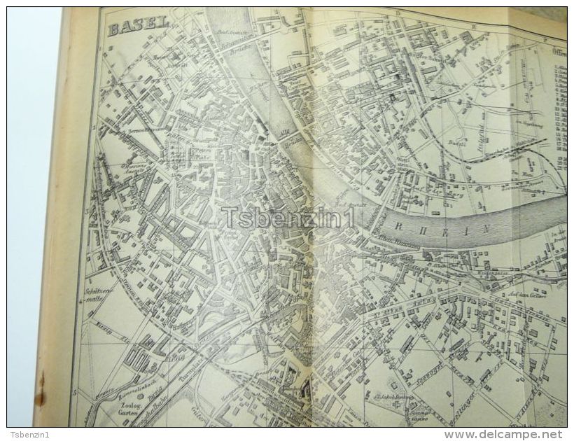 Basel Switzerland Map Karte 1892 - Landkarten