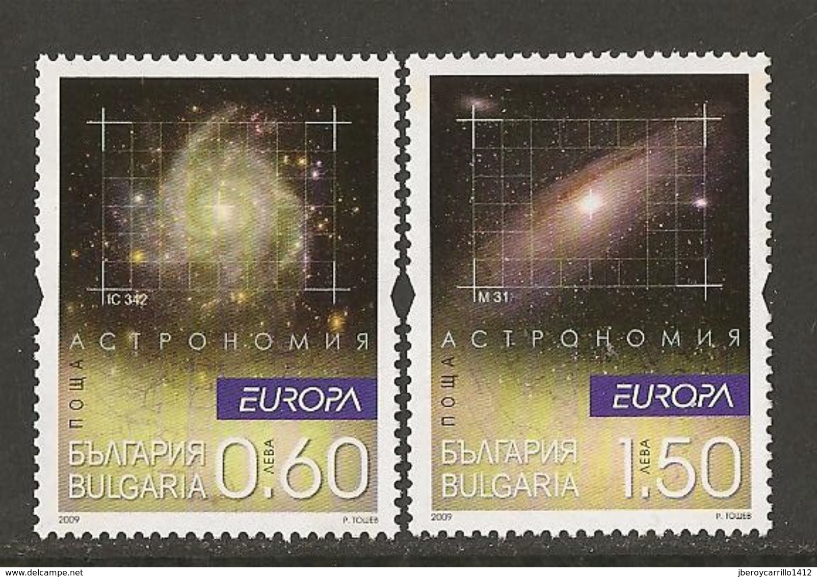 BULGARIA /BULGARIEN / BULGARIE- EUROPA 2009 - "ASTRONOMIA" -  SERIE De 2 V. DENTADO  32,5 X 43 Mm.( PERFORATED) - 2009