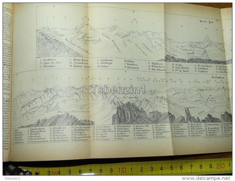 Torrenthorn Gornergrat Zermatt Thal Gletscher Switzerland Map Karte 1892 - Landkarten