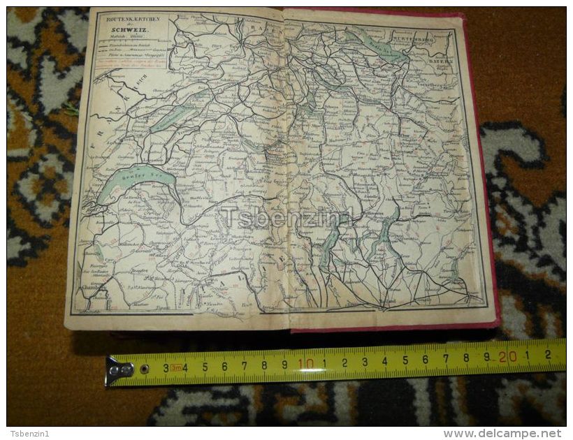 Genf Lausanne Locarno Luzern Schwyz Basel Schaffhausen Road Routen Switzerland Map Karte 1892 - Cartes Routières