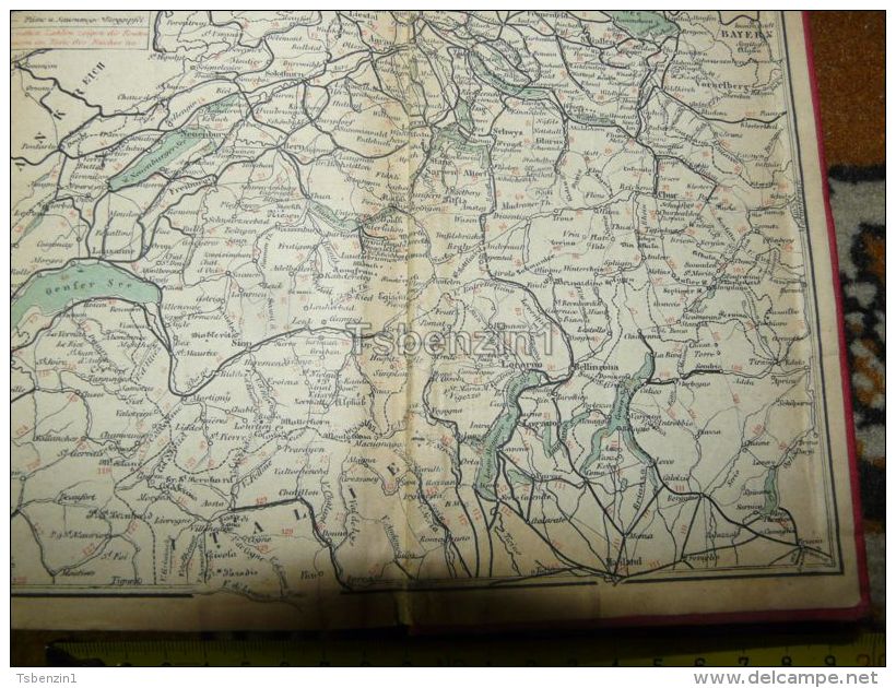 Genf Lausanne Locarno Luzern Schwyz Basel Schaffhausen Road Routen Switzerland Map Karte 1892 - Cartes Routières