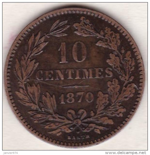 Luxembourg . 10 Centimes 1870 UTRECHT , William III - Luxembourg