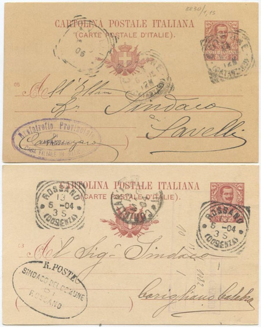 1904/6 CARTOLINE POSTALI FLOREALE C. 10 (03 E 05) SU CARTONCINI DIFFERENTI USATE  (8330) - Storia Postale