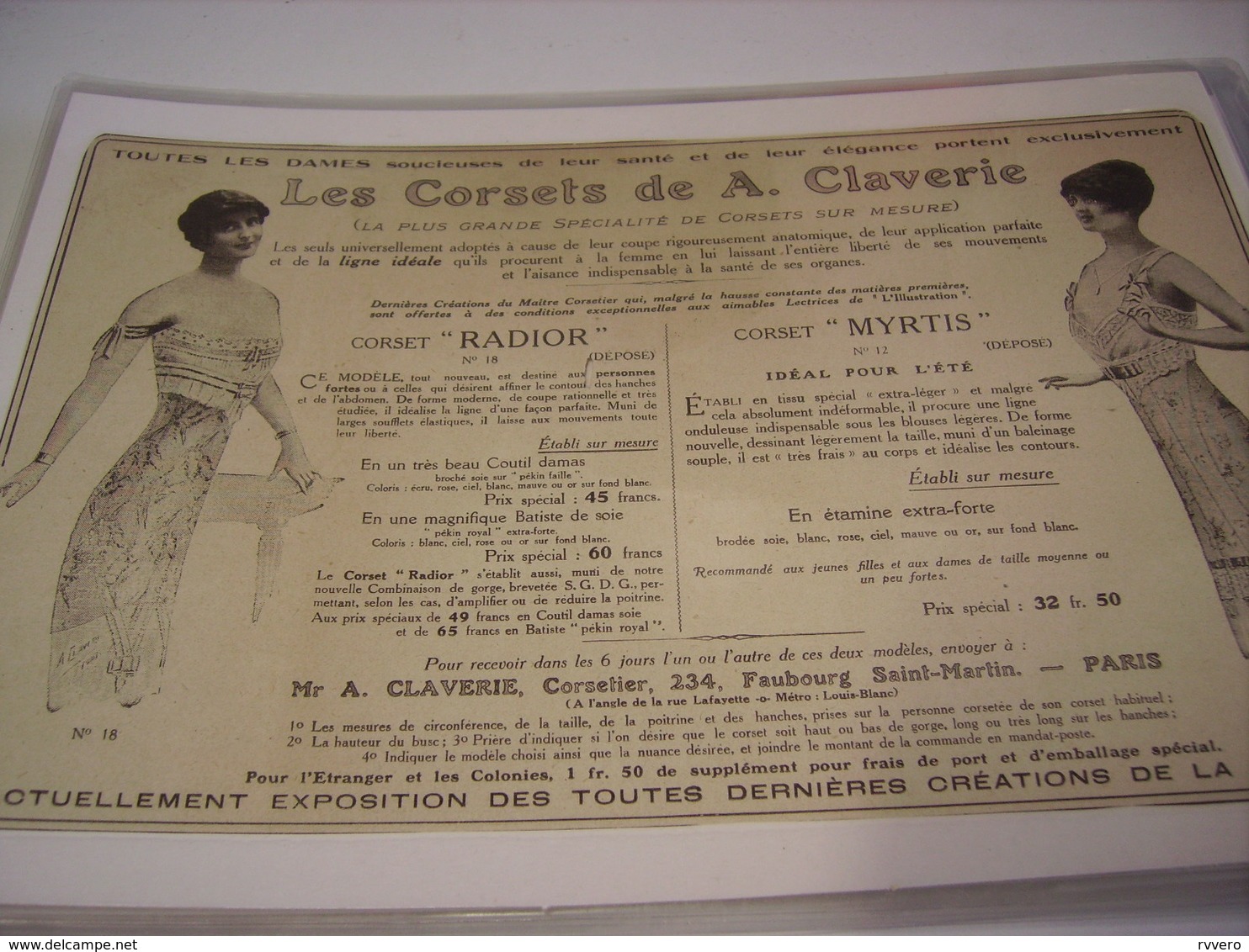 ANCIENNE  PUBLICITE CORSET CLAVERIE - Other & Unclassified