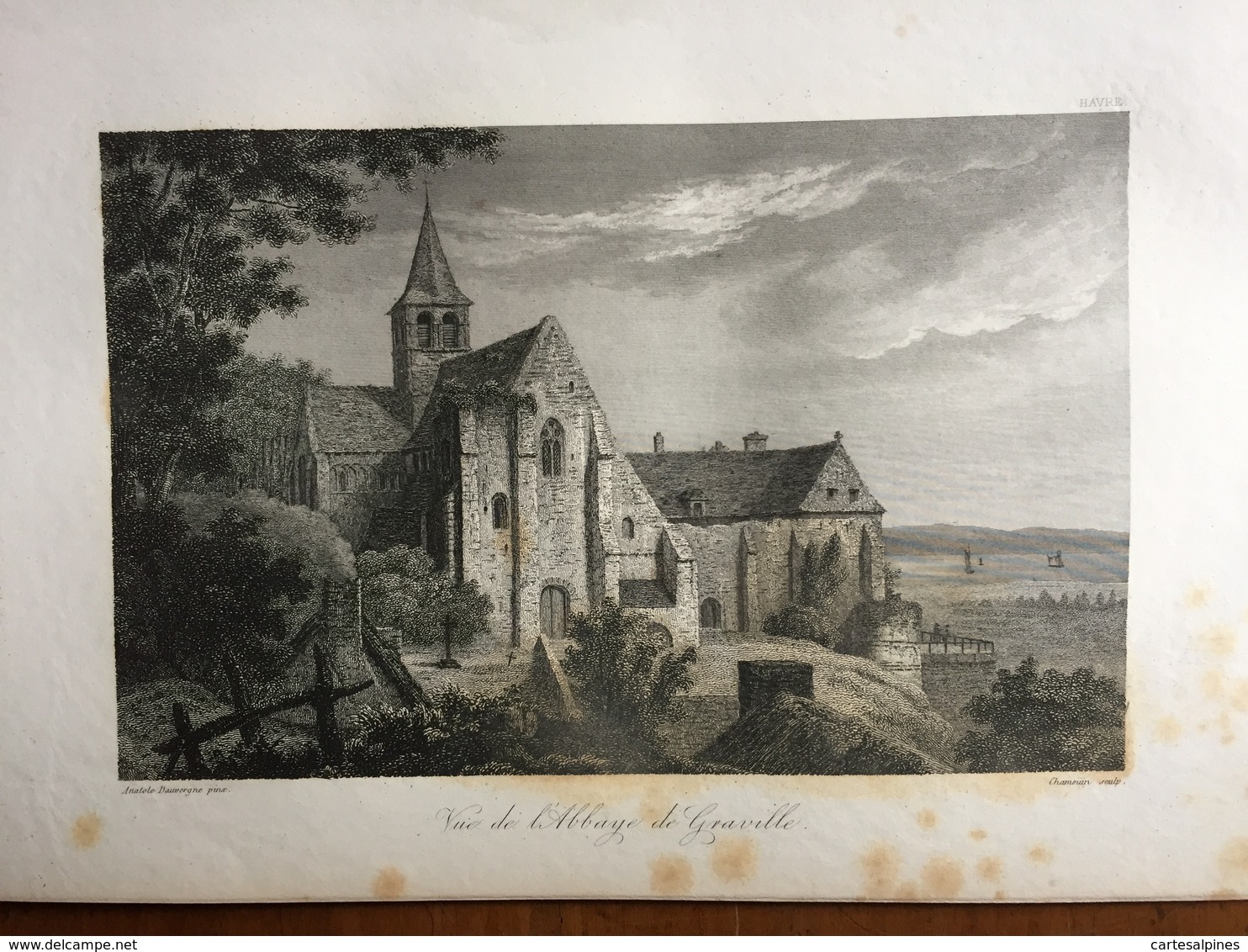 (Normandie) Abbaye De Graville, Prés Du Havre. Gravure Sur Acier De 1840. - Normandie