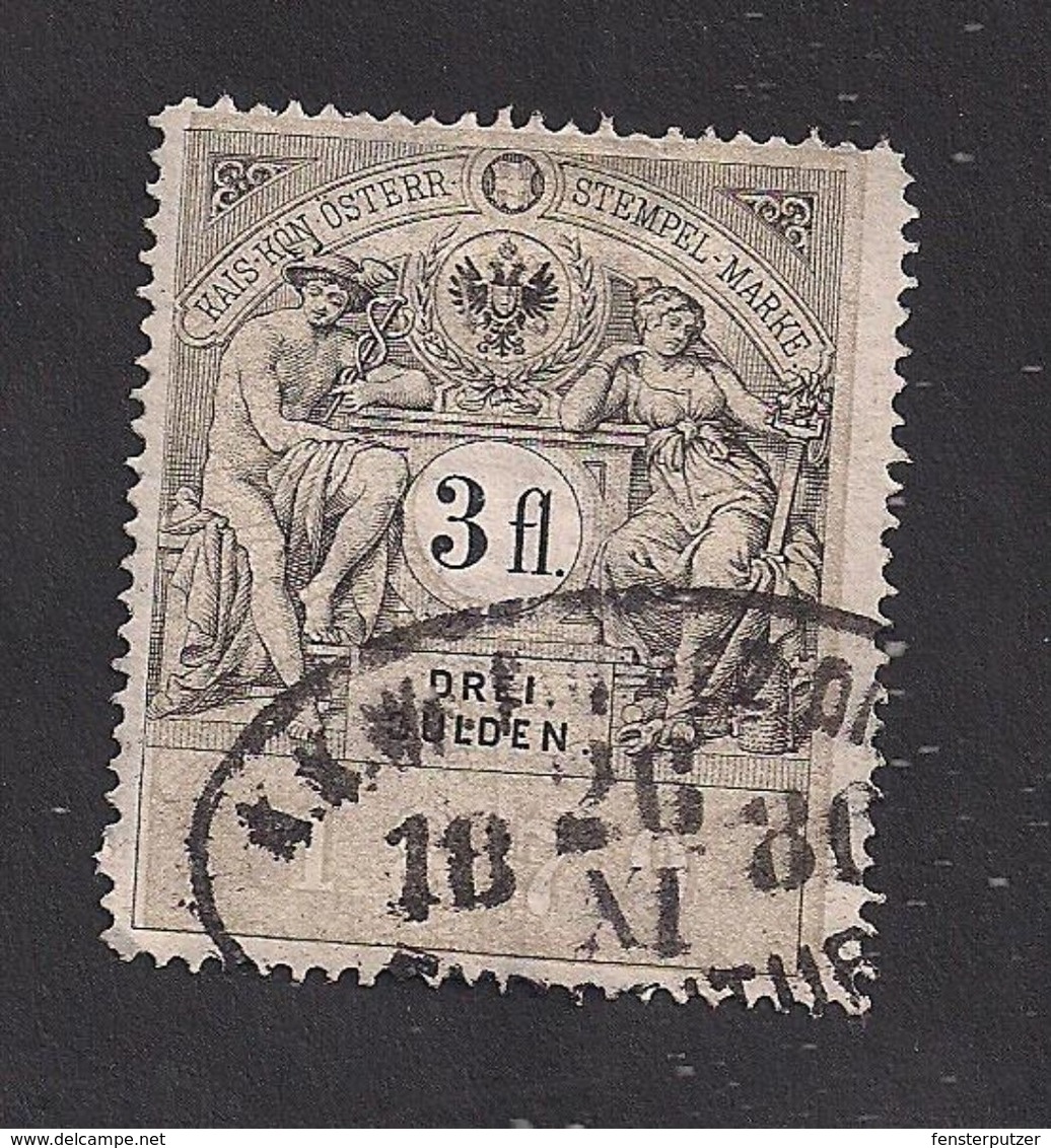 1 Austria Revenue 3 Fl. 1879 Mit WASSERZEICHEN - Revenue Stamps