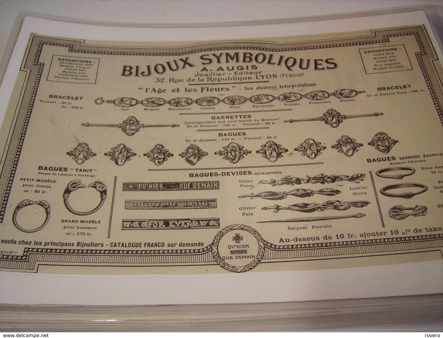 ANCIENNE AFFICHE PUBLICITE BIJOUX SYMBOLIQUES DE AUGIS - Publicités