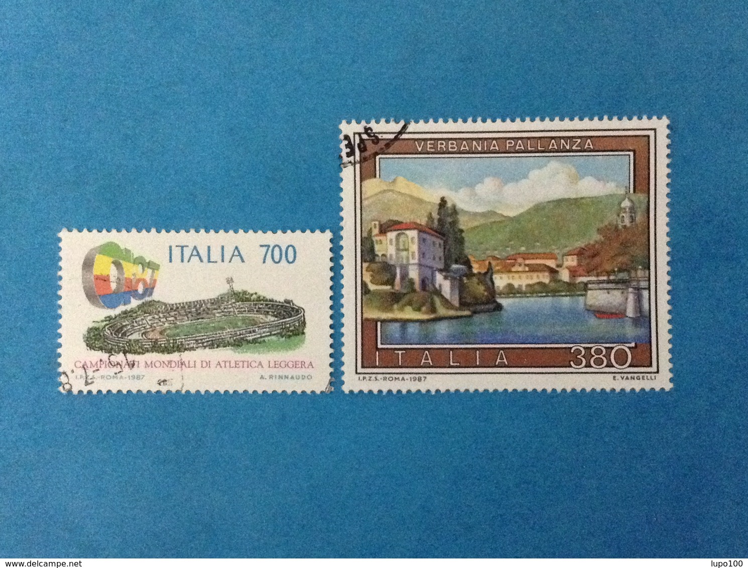 1987 ITALIA FRANCOBOLLI USATI STAMPS USED - MONDIALI ATLETICA + TURISTICA VERBANIA PALLANZA - 1981-90: Usati