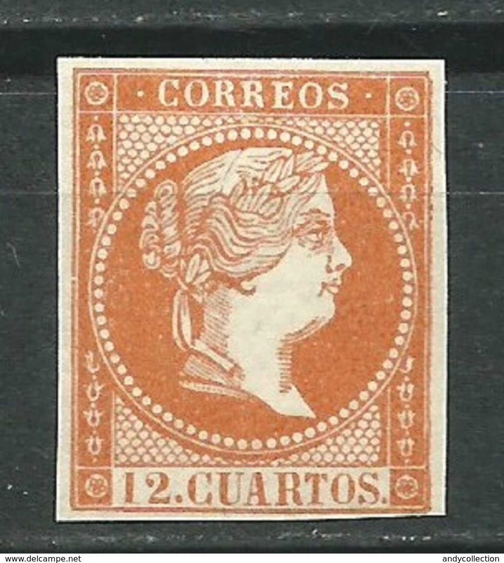 ESPAÑA NO EXPENDIDO 12 CUARTOS NARANJA OSCURO ISABEL II EDIFIL Nº NE 1 NUEVO ** - Neufs