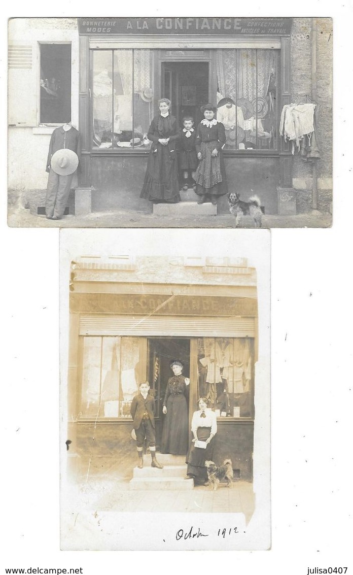 VILLENEUVE SAINT GEORGES (94) Ensemble De 2 Cartes Photos Devanture Magasin A La Confiance 57 Av De Choisy - Villeneuve Saint Georges