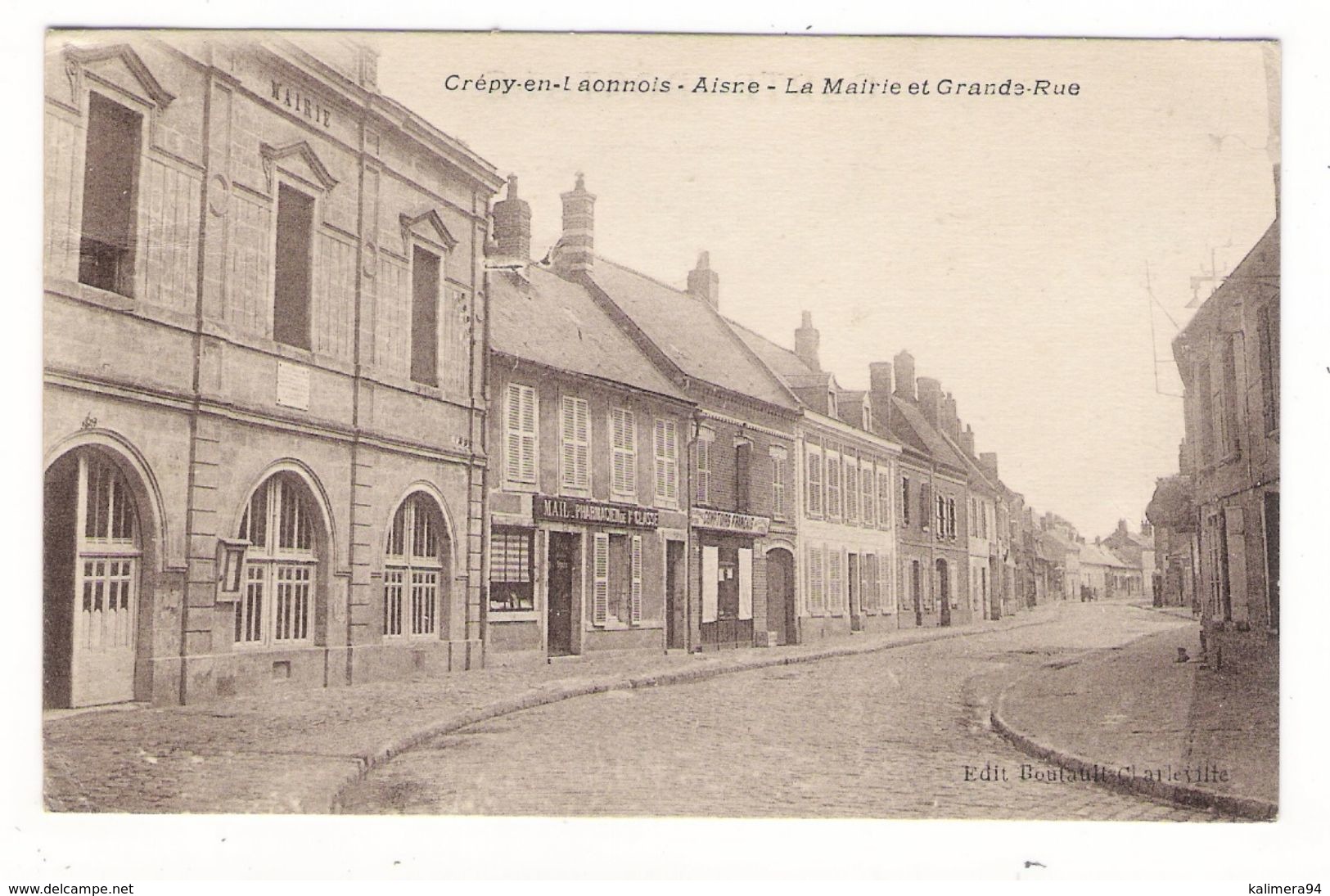 AISNE  /  CREPY-en-LAONNOIS  /  LA  MAIRIE  ET  GRANDE-RUE  ( Magasin COMPTOIRS FRANCAIS ) - Other & Unclassified