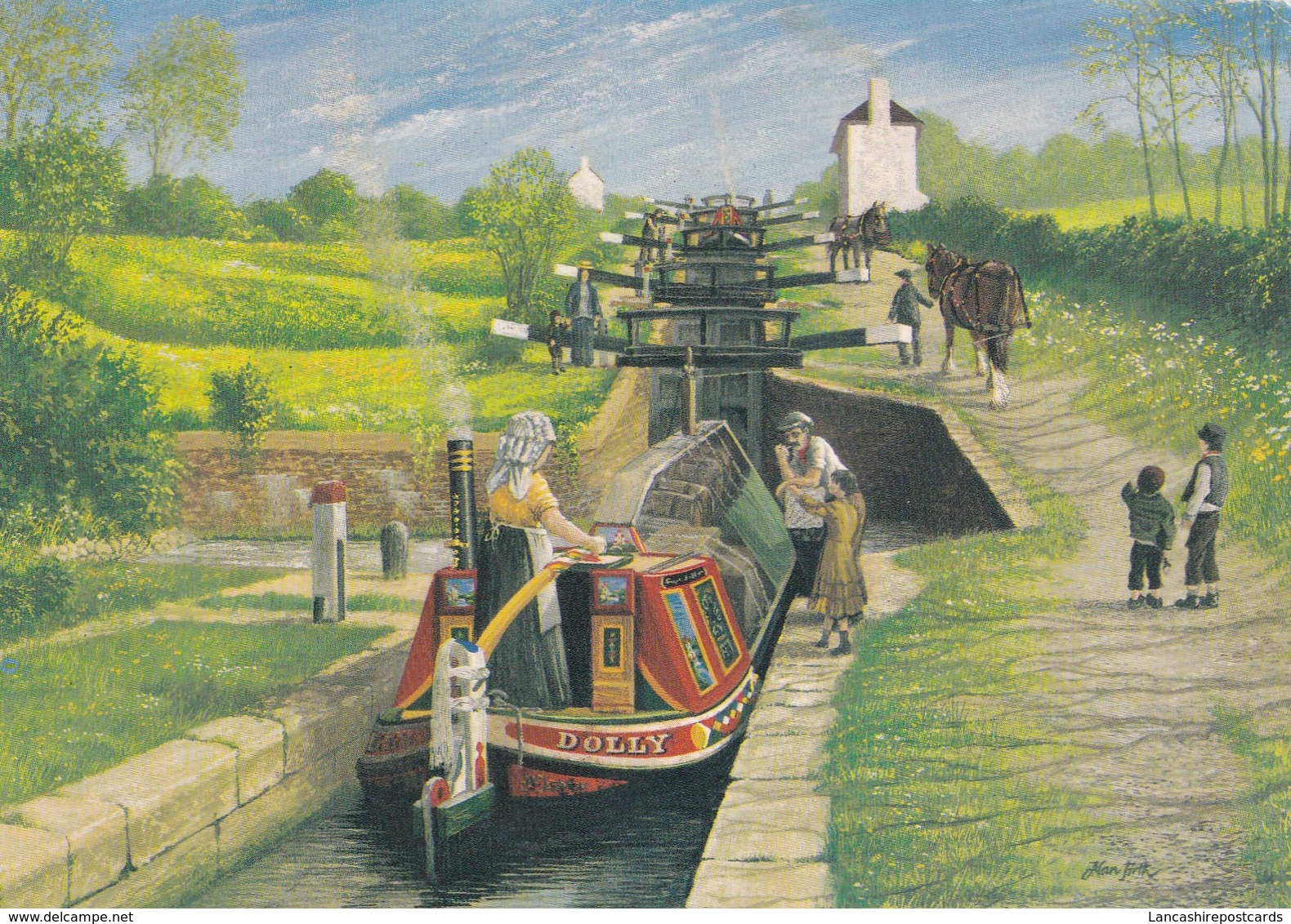 Postcard Foxton Flight Leicester Section Grand Union Canal Painting By Alan Firth My Ref B22178 - Other & Unclassified