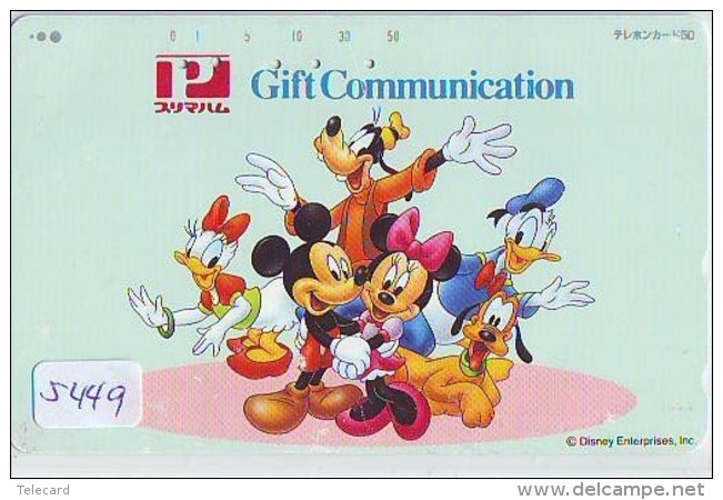 Télécarte Japon / 110-834 - DISNEY - MICKEY MINNIE DONALD DAISY Chien Dog (5449)  Japan Phonecard - Disney