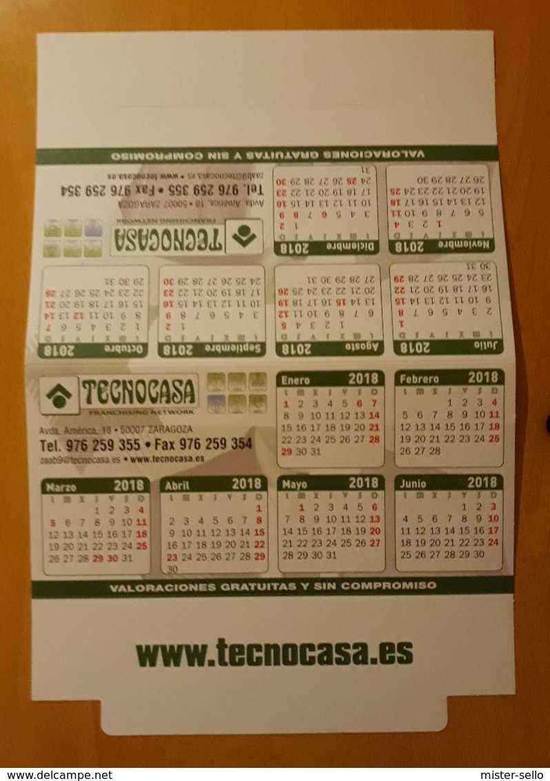 2018 CALENDARIO TAMAÑO MEDIANO. PUBLICIDAD TECNOCASA. - Tamaño Grande : 2001-...