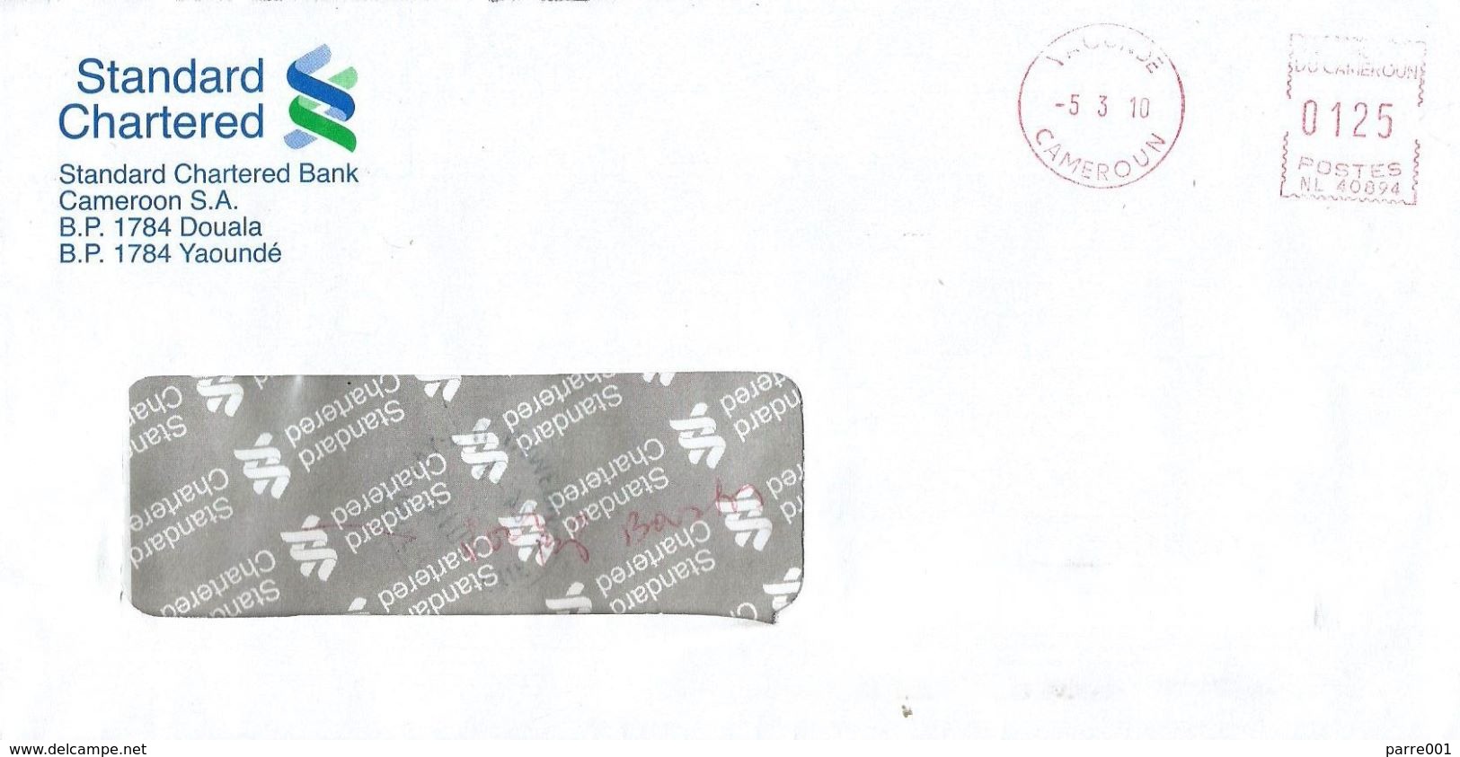 Cameroun Cameroon 2010 Yaounde SECAP “L” NL 40894 Bank Meter Franking Domestic EMA Cover - Kameroen (1960-...)