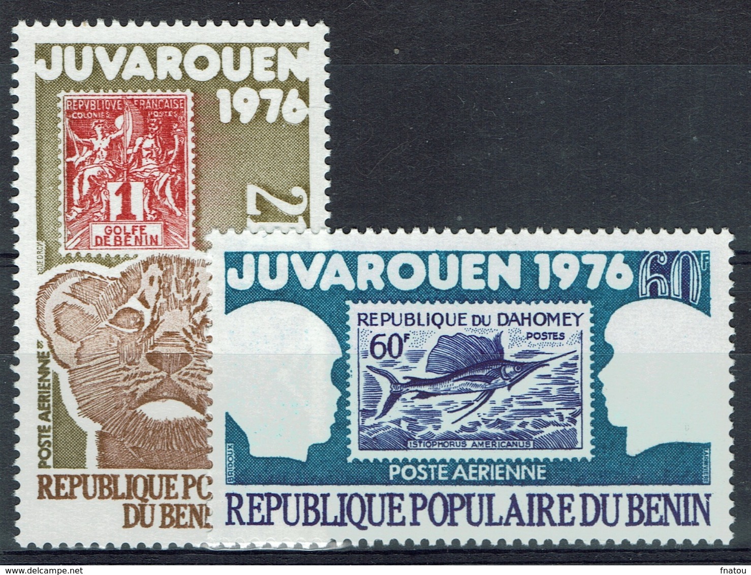 Benin, "Juvarouen", Philatelic Fair, 1976, MNH VF  Airmail  A Pair - Benin - Dahomey (1960-...)