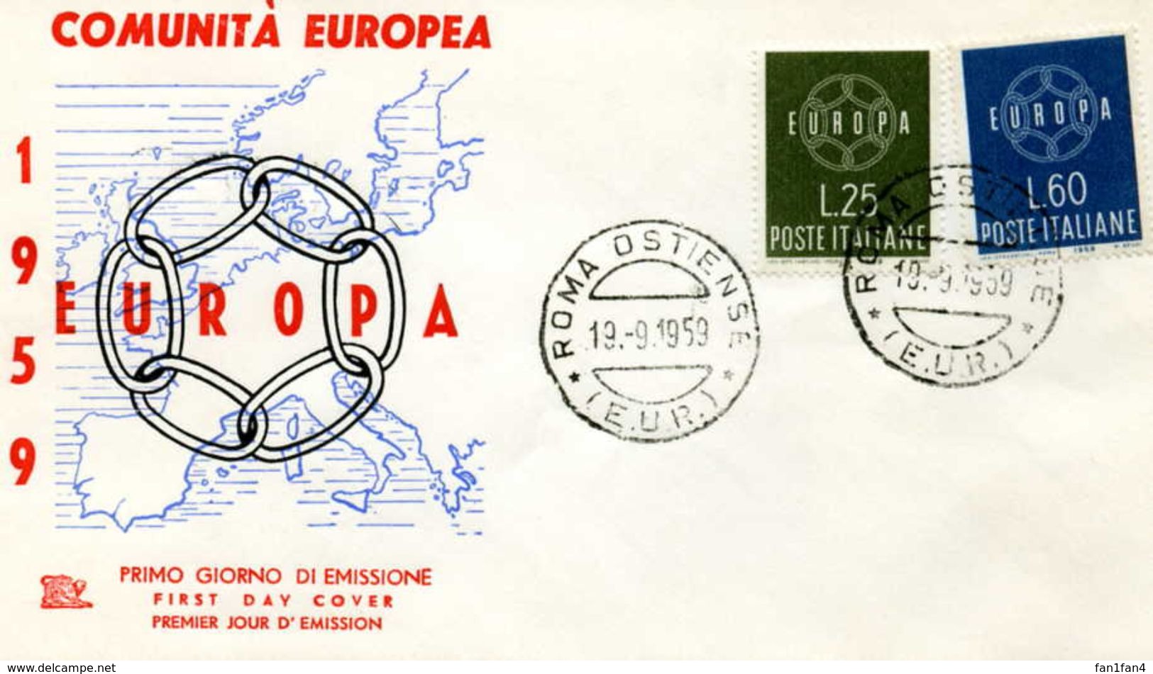 Enveloppes 1er Jour - Europa CEPT - 1959- ITALIE - 1959