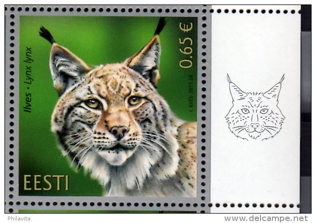 2017 Estonia - Animals Of Estonia Lynx - 1v  Tabs Right - MNH** MI 901 (gg17) - Roofkatten