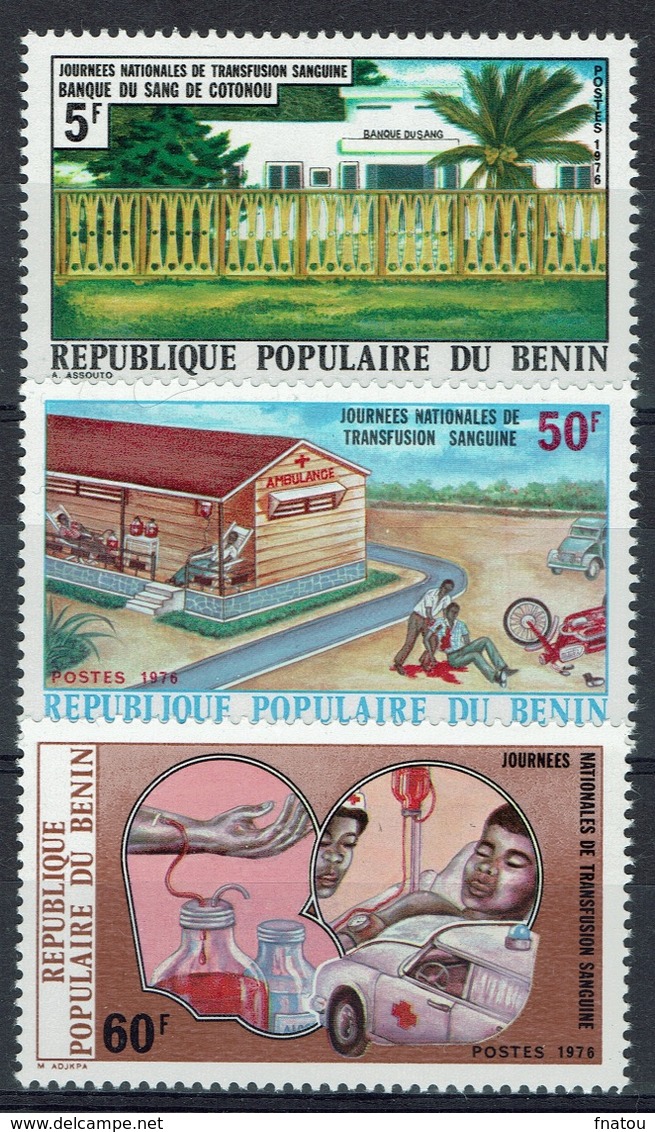 Benin, Blood Transfusion, 1976, MNH VF  Complete Set Of 3 - Benin – Dahomey (1960-...)