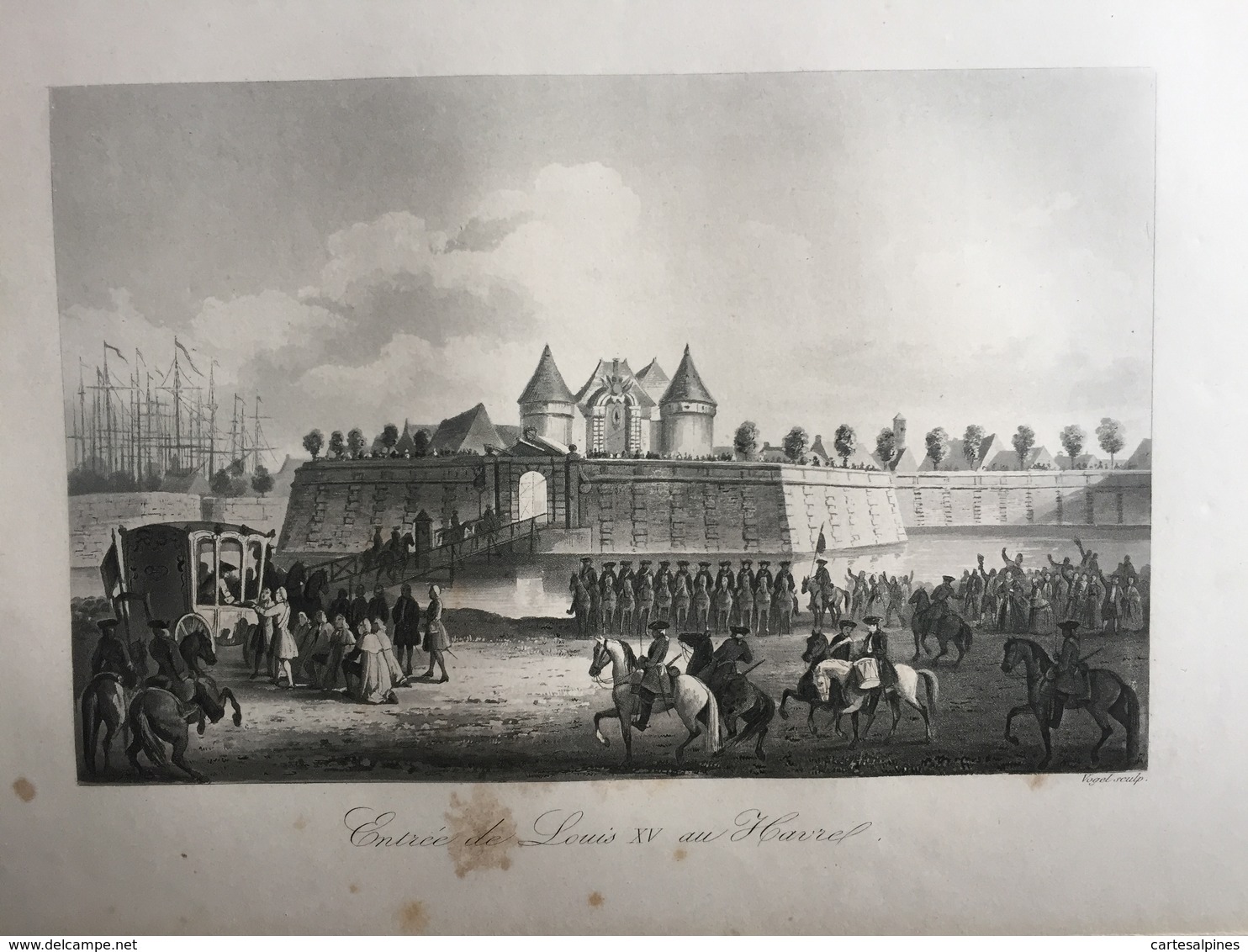 (Normandie) Le Havre: Entrée De Louis XV Au Havre. Gravure De 1840. - Normandie