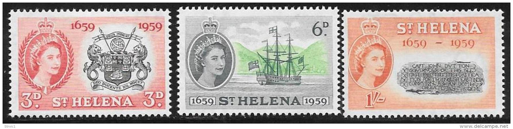 St. Helena, Scott # 156-8 Mint Hinged Settlement Anniversary, 1959 - Saint Helena Island