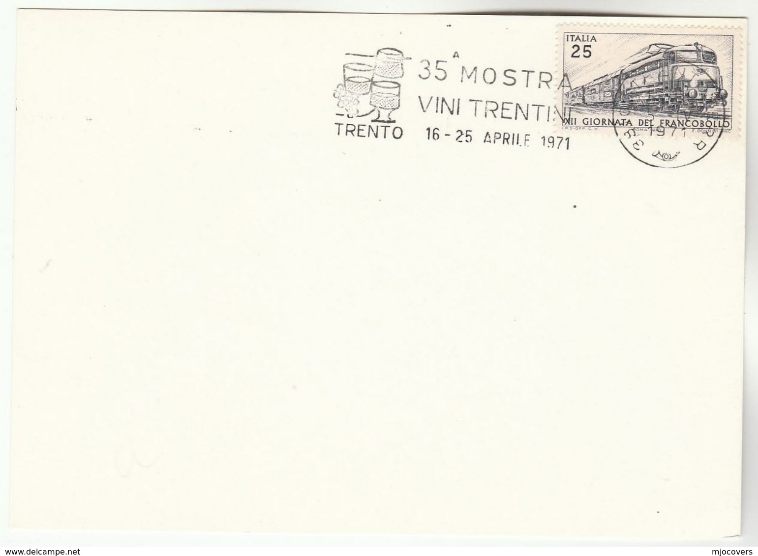 1971 TRENTO WINE EVENT COVER  Card Italy Stamps Alcohol Drink Slogan - Wines & Alcohols