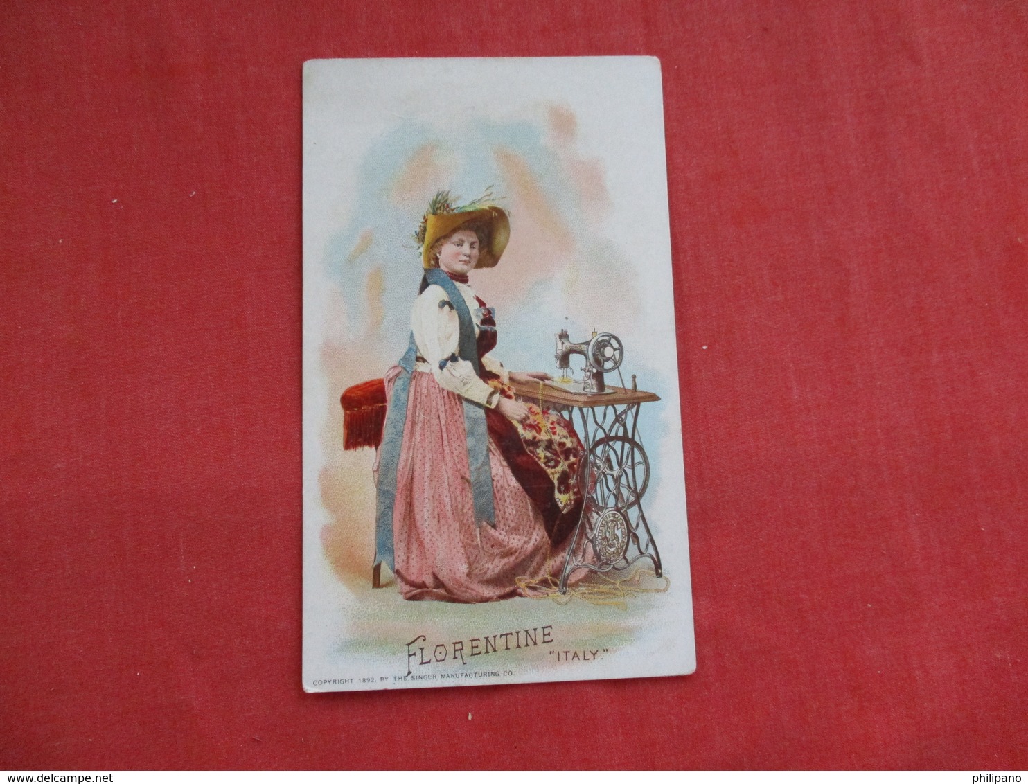 Singer Sewing Trade Card 1892  Florentine Italy   > Ref 2814 - Advertising