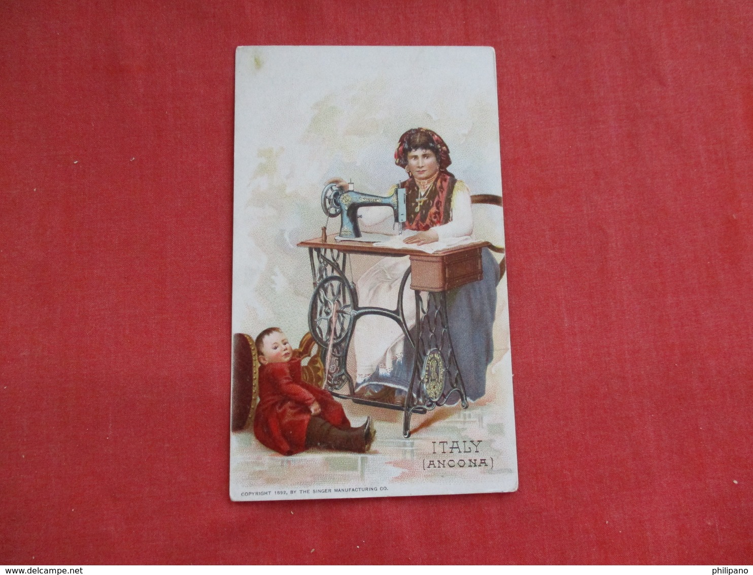 Singer Sewing Trade Card 1892  Italy Ancona  > Ref 2814 - Advertising