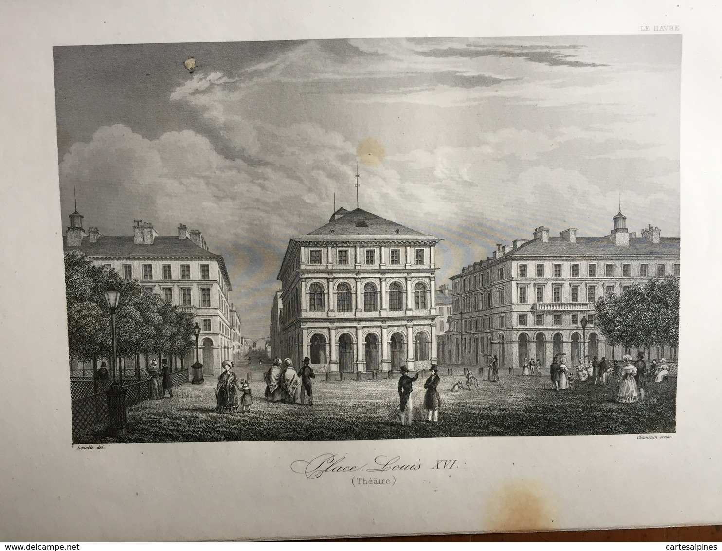 (Normandie) Le Havre: Place Louis XVI (théâtre). Gravure De 1840. - Normandie