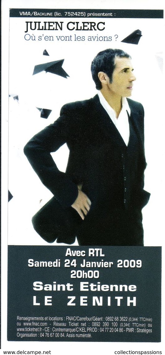 - Flyer - Julien Clerc - Le Zénith De St Etienne - - Autres & Non Classés