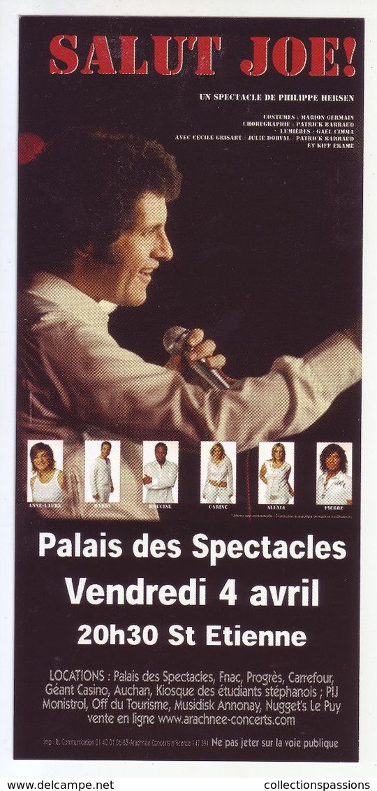 - Flyer - Salut Joe! (Joe Dassin) - Palais Des Spectacles De St Etienne - - Autres & Non Classés