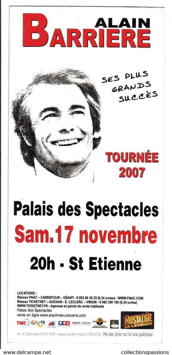 - Flyer - Alain Barriere - Palais Des Spectacles De St Etienne - - Autres & Non Classés