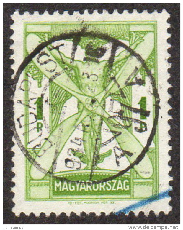 HUN SC #C32 U W/SON 1933 Air / "Flight" Holding Propeller, "BUDAPEST / 934 AUG 23" CV $3.00 - Used Stamps