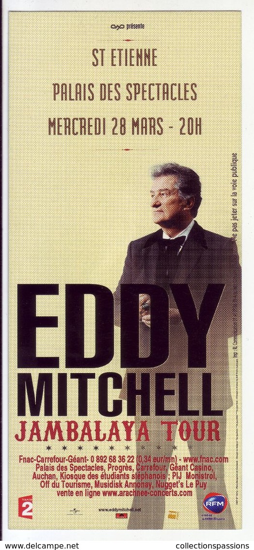 - Flyer - Eddy Mitchell - Palais Des Spectacles De St Etienne - - Autres & Non Classés