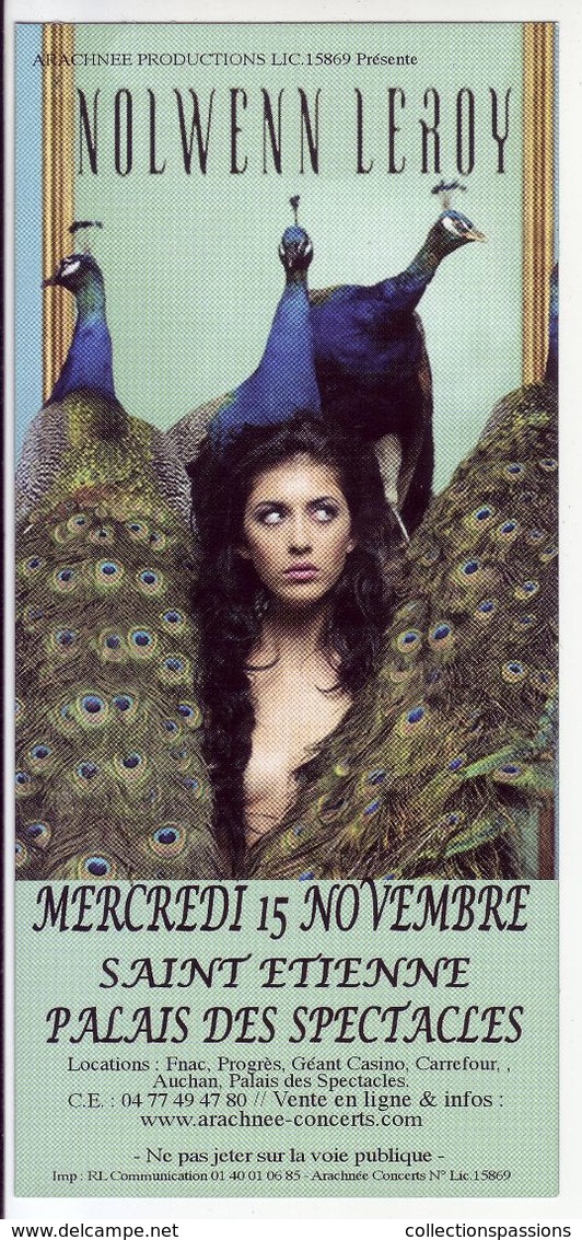 - Flyer - Nolwenn Leroy - Palais Des Spectacles De St Etienne - - Autres & Non Classés