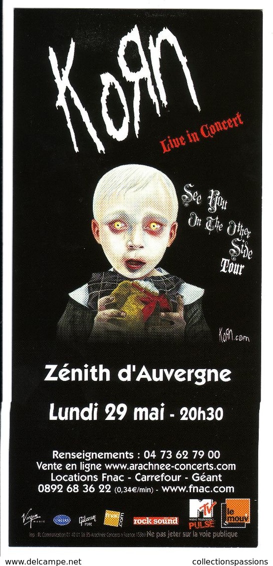 - Flyer - Korn - Le Zénith D'Auvergne - - Autres & Non Classés