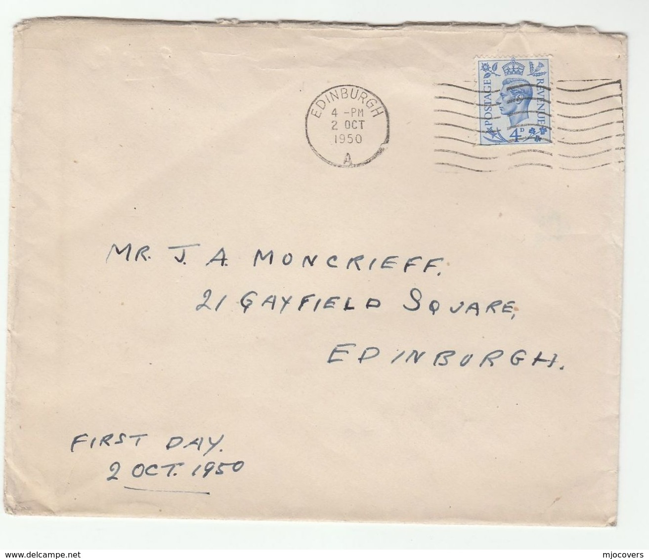 1950 GB FDC  4d Stamps Cover - ....-1951 Pre-Elizabeth II