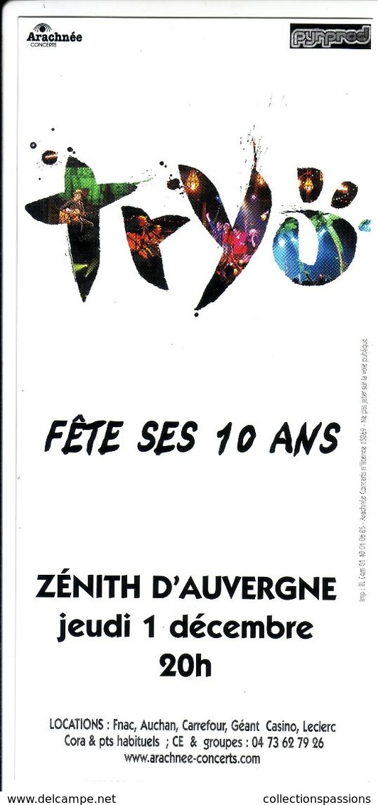 - Flyer - Tryo - Le Zénith D'Auvergne - - Autres & Non Classés