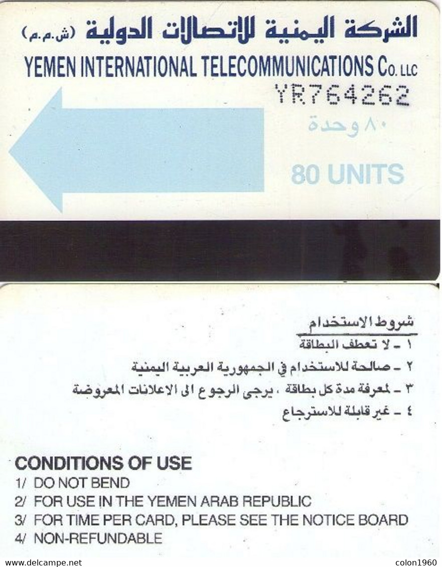 YEMEN. YE-YIT-0003B. Light Blue Arrow. 80U. 1991. (006) - Jemen