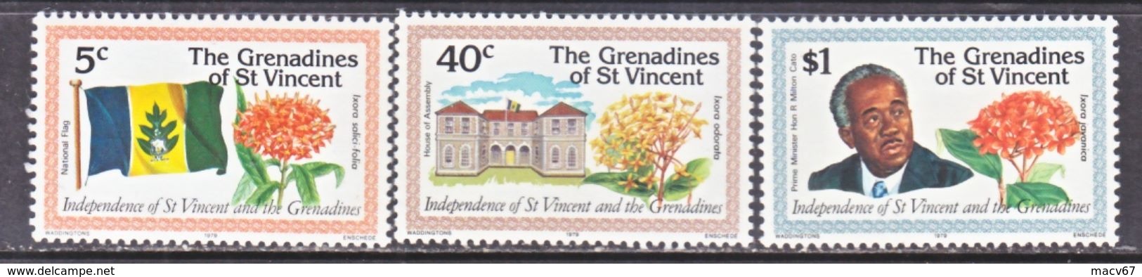 ST. VINCENT  GRENADINES  180-2    **    FLAG  FLOWERS - St.Vincent (...-1979)