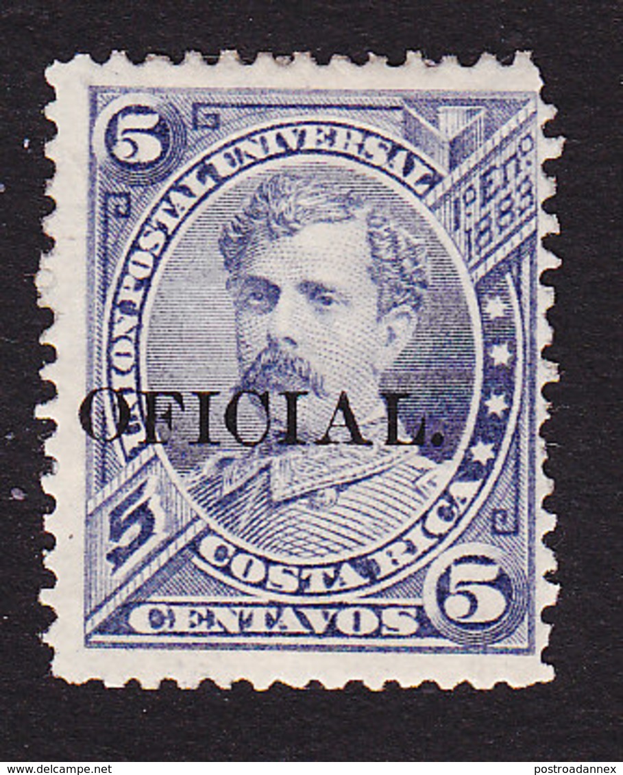 Costa Rica, Scott #O22, Mint Hinged, Overprinted Issues, Issued 1887 - Costa Rica