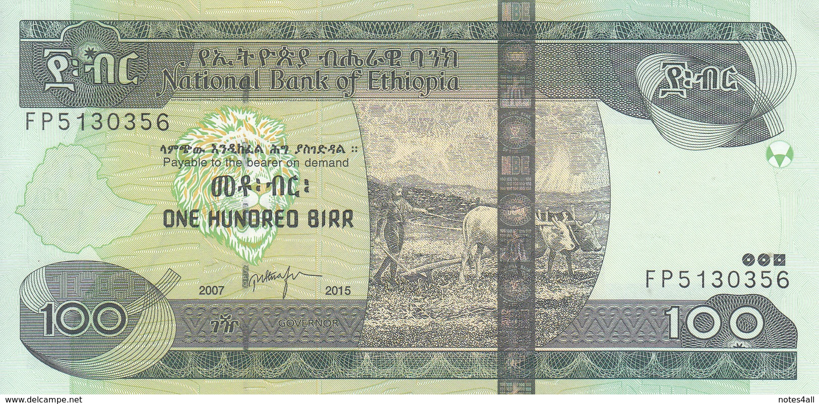 ETHIOPIA 100 BIRR 2015 P-52g  UNC */* - Ethiopië