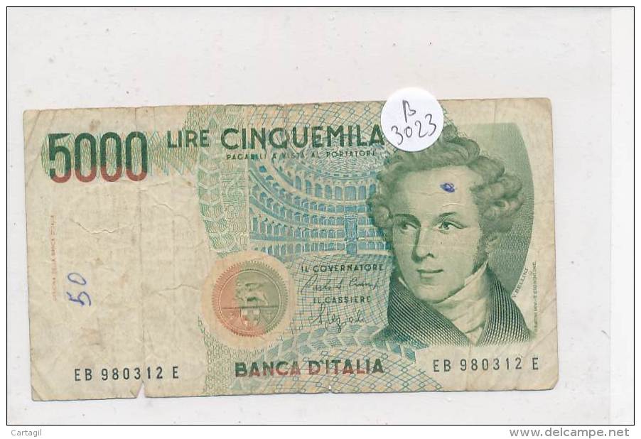 Billets -B3023 -Italie - 5000 Lire (type, Nature, Valeur, état... Voir  Double Scan) - 5000 Lire