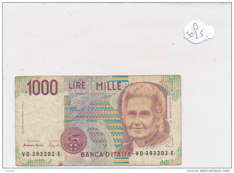 Billets -B3025 -Italie - 1000 Lire (type, Nature, Valeur, état... Voir  Double Scan) - 1000 Lire