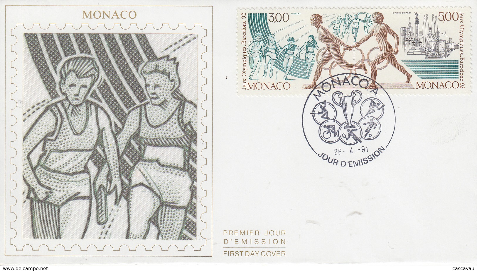 Enveloppe  FDC  1er  Jour   MONACO    Jeux  Olympiques   BARCELONE   1992 - Summer 1992: Barcelona