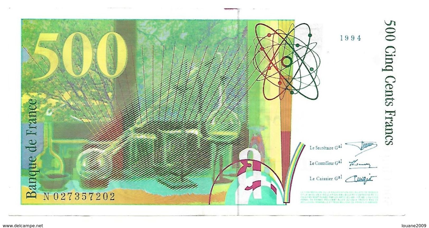 France - 500 Francs Pierre Et Marie Curie 1994  N° N 027357202 Très Beau Billet - 500 F 1994-2000 ''Pierre Et Marie Curie''