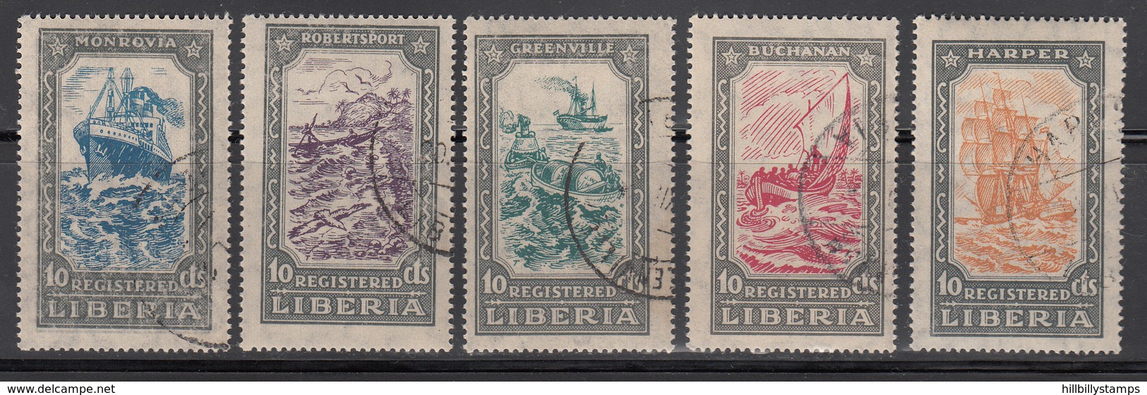 LIBERIA   SCOTT NO.  F30-34   USED    YEAR  1924 - Liberia